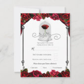 Magical Red Rose White Gold Silver Party RSVP Kaart (Voorkant)