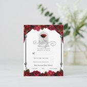 Magical Red Rose White Gold Silver Party RSVP Kaart (Staand voorkant)