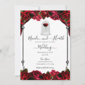 Magical Red Rose White Gold Silver White Weddensch Kaart (Voorkant)