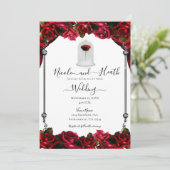 Magical Red Rose White Gold Silver White Weddensch Kaart (Staand voorkant)