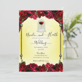 Magical Red Rose White Gold Silver Yellow Weddensc Kaart (Staand voorkant)