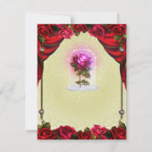 Magical Red Rose Yellow Gold Sparkle Party RSVP Kaart (Achterkant)
