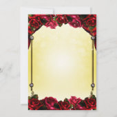 Magical Red Rose Yellow Gold Sparkle Weddenschap Kaart (Achterkant)