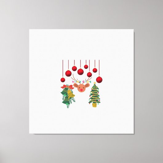 Magical Reindeer Bells and Christmas Tree Design  Canvas Afdruk (Voorkant)