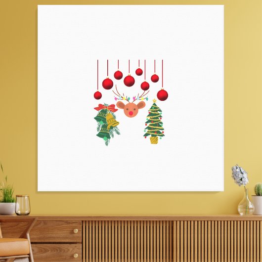 Magical Reindeer Bells and Christmas Tree Design  Canvas Afdruk (Insitu (Woonkamer))