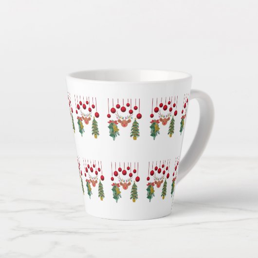 Magical Reindeer Bells and Christmas Tree Design Latte Mok (Rechterhoek)