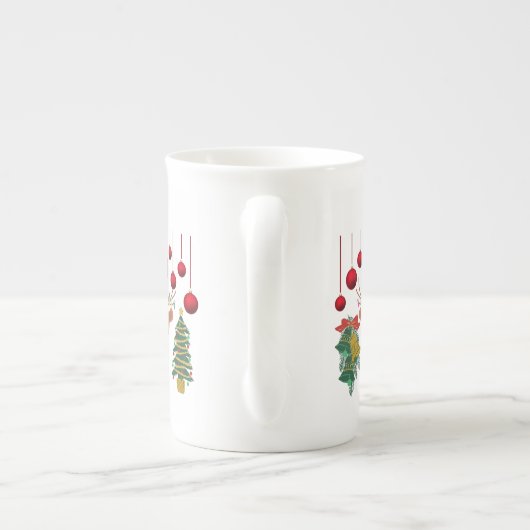 Magical Reindeer Bells and Christmas Tree Design  Porselein Kop (Achterkant)