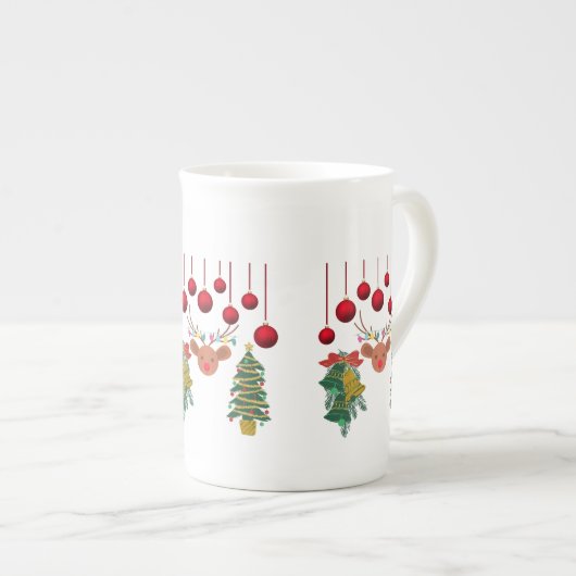 Magical Reindeer Bells and Christmas Tree Design Porselein Kop (Voorkant rechts)