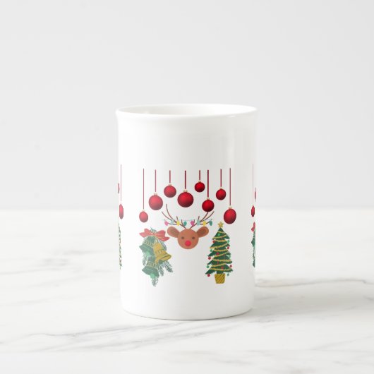 Magical Reindeer Bells and Christmas Tree Design Porselein Kop (Voorkant)