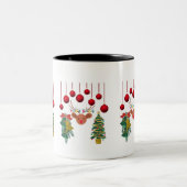 Magical Reindeer Bells and Christmas Tree Design Tweekleurige Koffiemok (Center)