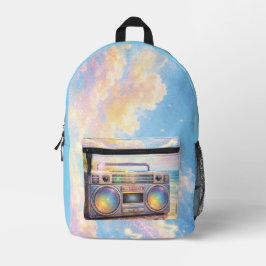 Magical Retro Boombox Playing Music On Beach Bedrukte Rugzak