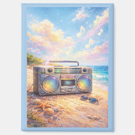 Magical Retro Boombox Playing Music On Beach Magneet