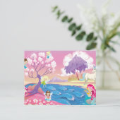 Magical Riverbank met Fairies Unicorn en Mermaid Briefkaart (Staand voorkant)
