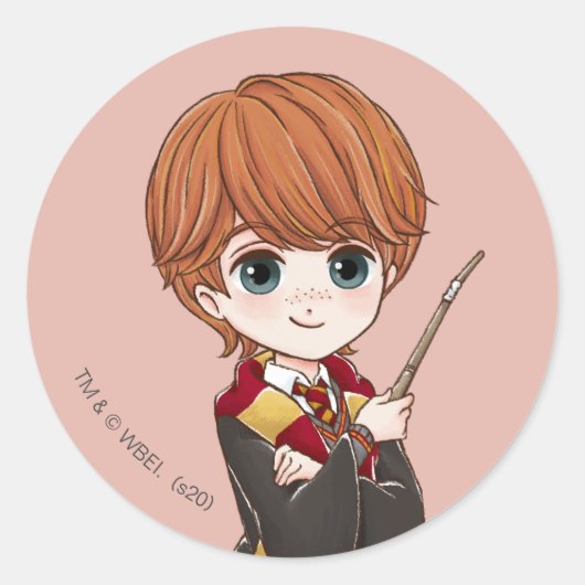 Magical Ron Weasley Waterverf Ronde Sticker (Voorkant)