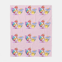 Magical Rooster Baby Girl Fleece Blanket