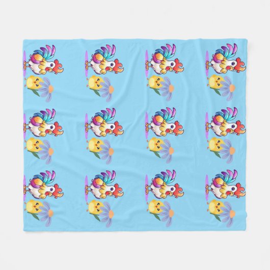 Magical Rooster Boys Fleece Blanket (Voorkant (Horizontaal))