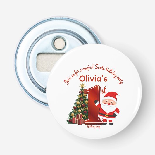 Magical Santa Birthday Design for Kids Button Flesopener (Voorkant)