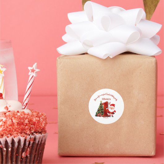 Magical Santa Birthday Design for Kids Ronde Sticker (Feest)