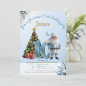 Magical Santa Birthday Invitation – 10th Birthday Bedankkaart (Staand voorkant)
