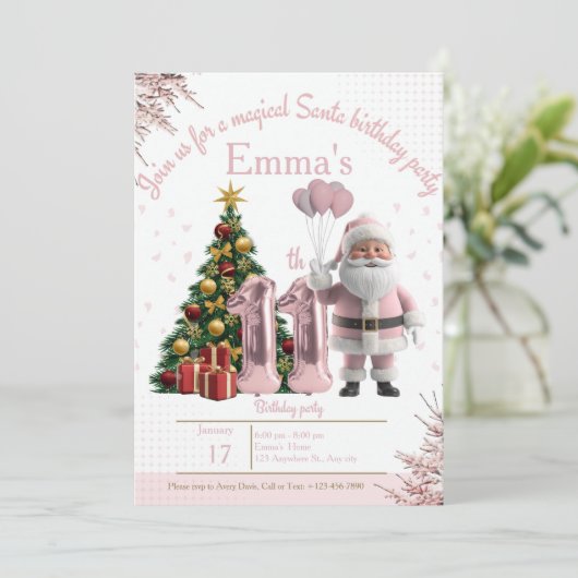Magical Santa Birthday Invitation – 11th Birthday Bedankkaart (Staand voorkant)