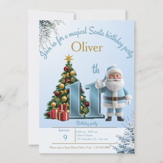 Magical Santa Birthday Invitation – 11th Birthday Bedankkaart (Voorkant)