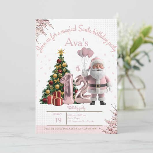 Magical Santa Birthday Invitation – 12th Birthday Bedankkaart (Staand voorkant)