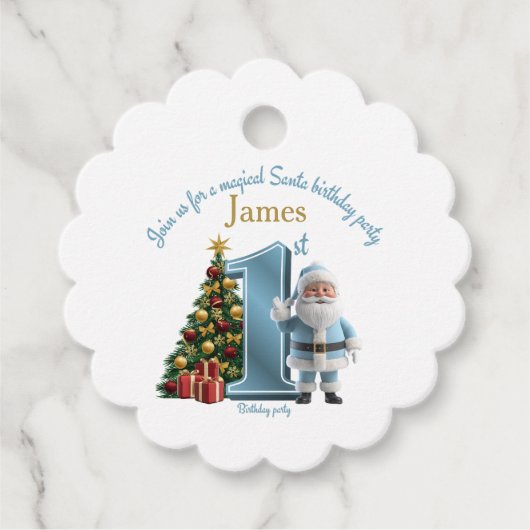 Magical Santa Birthday Invitation – 1st Birthday Bedankjes Labels (Voorkant)