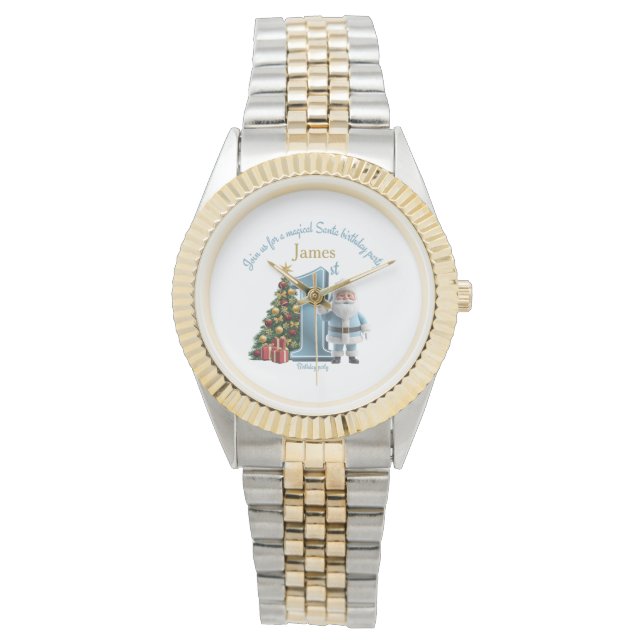 Magical Santa Birthday Invitation – 1st Birthday Horloge (Voorkant)