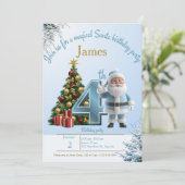Magical Santa Birthday Invitation – 4th Birthday Bedankkaart (Staand voorkant)