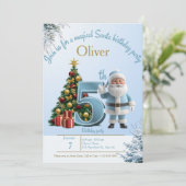Magical Santa Birthday Invitation – 5th Birthday Bedankkaart (Staand voorkant)