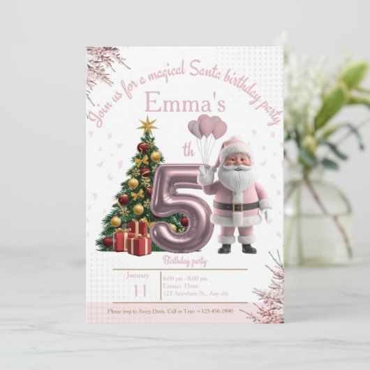 Magical Santa Birthday Invitation – 5th Birthday Bedankkaart (Staand voorkant)