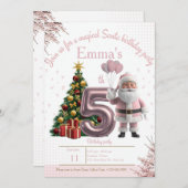 Magical Santa Birthday Invitation – 5th Birthday Bedankkaart (Voorkant / Achterkant)