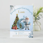 Magical Santa Birthday Invitation – 6th Birthday Bedankkaart (Staand voorkant)