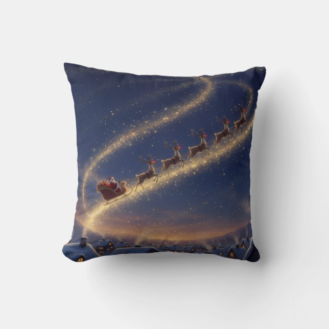 Magical Santa Christmas Pattern Starry Night Sky  Kussen (Voorkant)