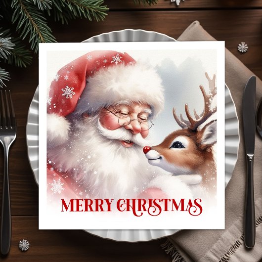 Magical Santa Rudolph Festive Dinner Napkins Servet