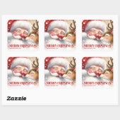 Magical Santa Rudolph Personalized Christmas Kids  Vierkante Sticker (Vel)