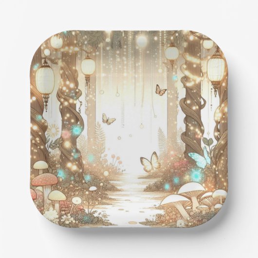 Magical Simple Enchanted Forest Baby shower Papieren Bordje (Voorkant)