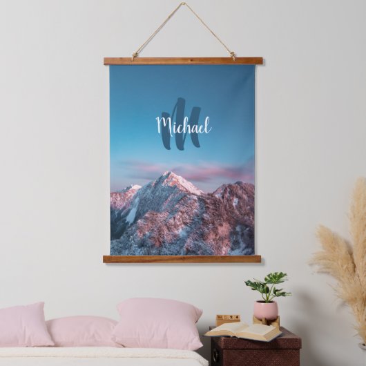 Magical sky monogram berg Storžič Slovenië Hangend Wandkleed (Slaapkamer)