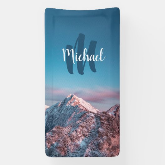 Magical sky monogram berg Storžič Slovenië Spandoek (Verticaal)