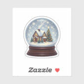 Magical Snow Globe Christmas House & Tree  Sticker (Vel)