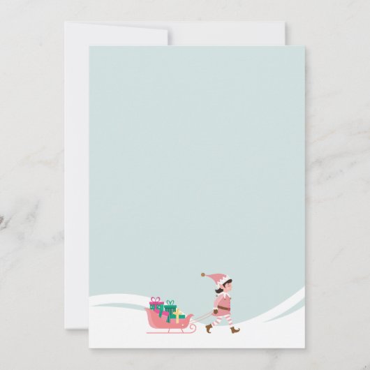 Magical Snow Globe Santa's Elves Pink Workshop Feestdagenkaart (Achterkant)