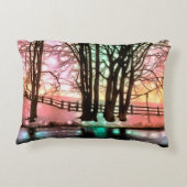 Magical Snow Hill and Fence Accent Kussen (Achterkant)