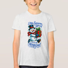Magical Snowman Christmas Delivery Tee fun holiday Tri-Blend Shirt