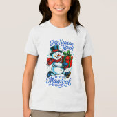 Magical Snowman Christmas Delivery Tee fun holiday Tri-Blend Shirt (Voorkant)