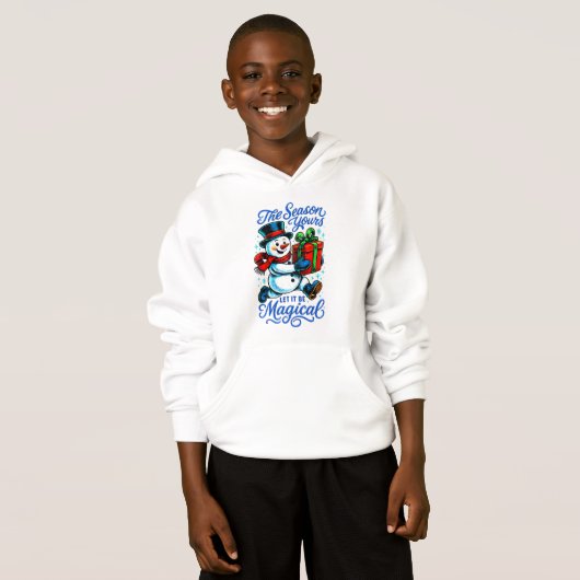 Magical Snowman Christmas Pullover Hoodie for Boys (Voorkant volledig)