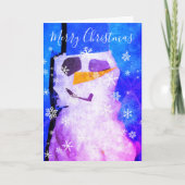 Magical Snowman Snowflake Merry Kerstfeestdag Kaart (Voorkant)