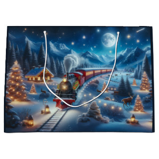 Magical Snowy Christmas Train Winter Scene Groot Cadeauzakje