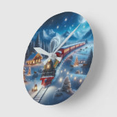 Magical Snowy Christmas Train Winter Scene Ronde Klok (Hoek)