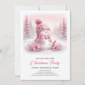 Magical Snowy Pink Coquette Snowman Editable Kids  Kaart (Voorkant)