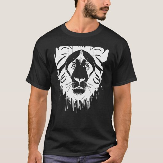 Magical Spiritual Lion Sacred Geometry Pyramid Leo T-shirt (Voorkant)